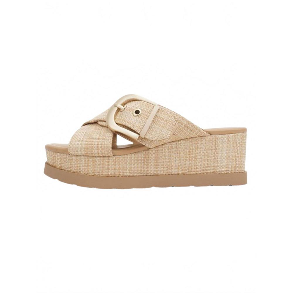 NEW FORTUNE DYNAMIC women's platform cross strap sandals in natural
